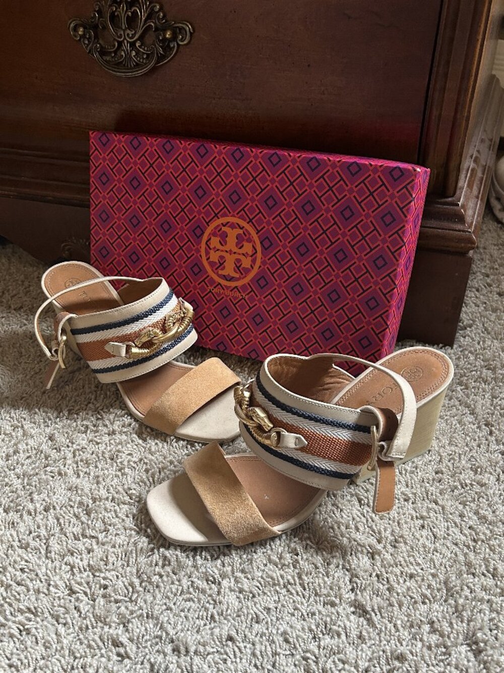 Tory Burch Jessa Block Heel Sandals 9